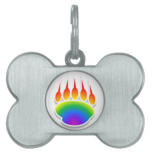 Placa Para Mascotas Impresión de la hoja del oso arcoiris