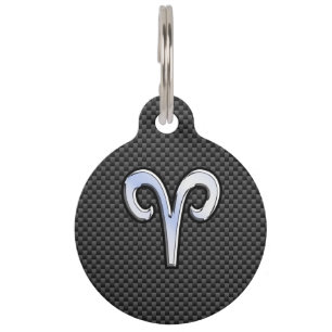 Placa Para Mascotas Impresión de plata de la fibra de carbono del