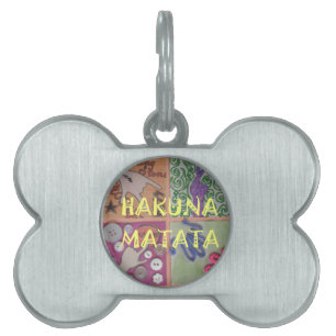 Placa Para Mascotas Impresión de Rótulo Hakuna Matata