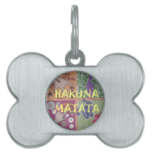 Placa Para Mascotas Impresión de Rótulo Hakuna Matata (Frente)