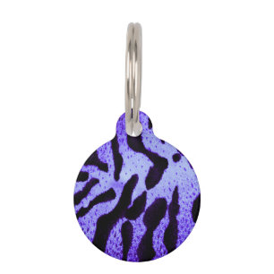 Placa Para Mascotas Impresión de tigre coloreado - morado