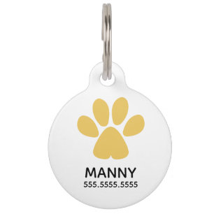 Placa Para Mascotas Impresión de traza dorada, detalles del Mascota pe