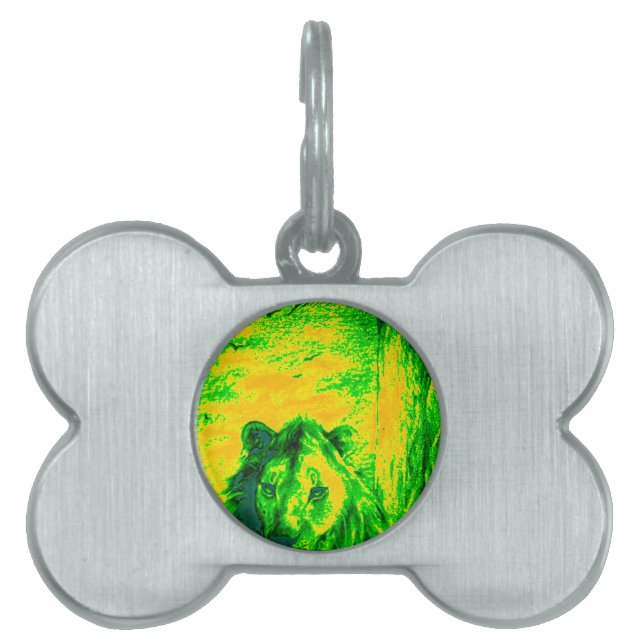 Placa Para Mascotas Impresión fluorescente sobre el arte de la visión  (Frente)