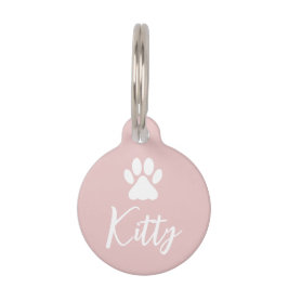 Placa Para Mascotas Impresión mínima simple de la pata de gato con núm