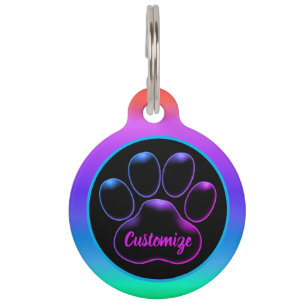 Placa Para Mascotas Impresión personalizada de arcoiris paño pastel br