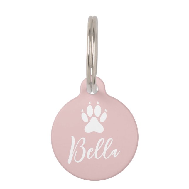 Placa Para Mascotas Impresión personalizada de hojas de perro blancas  (Anverso)