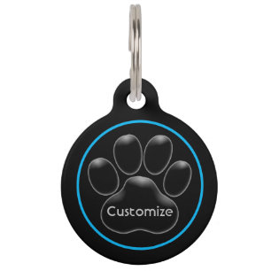 Placa Para Mascotas Impresión personalizada de la pata negra