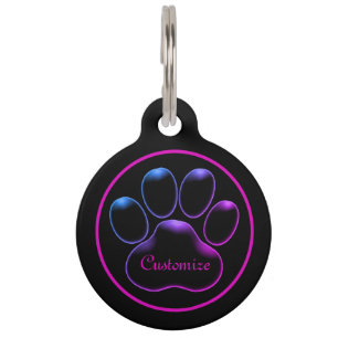 Placa Para Mascotas Impresión personalizada de tonos vivos de neón ros