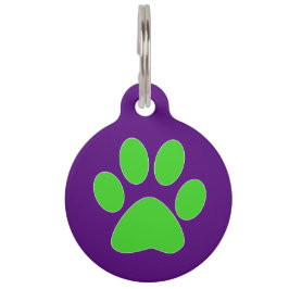 Placa Para Mascotas Impresión [púrpura y verde] de la pata