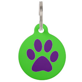 Placa Para Mascotas Impresión [púrpura y verde] de la pata