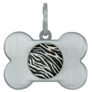 Placa Para Mascotas Impresión RAB Rockabilly Zebra Color negro y blanc