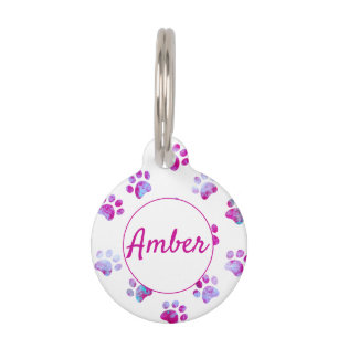Placa Para Mascotas Impresión texturizada en color rosa blanco persona