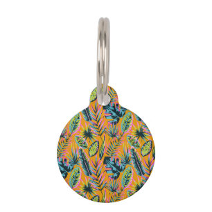 Placa Para Mascotas Impresión tropical hawaiana personalizada
