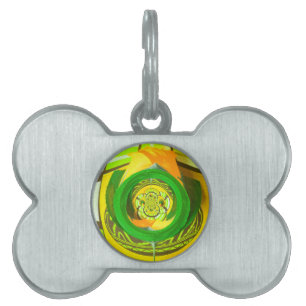 Placa Para Mascotas Impresionante diseño de arte de la rosa amarilla K