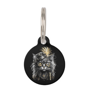 Placa Para Mascotas Impresionante nombre de gato steampunk y número at