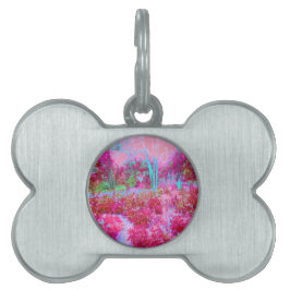 Placa Para Mascotas Impresionante paisaje de jardines rojos y rosados