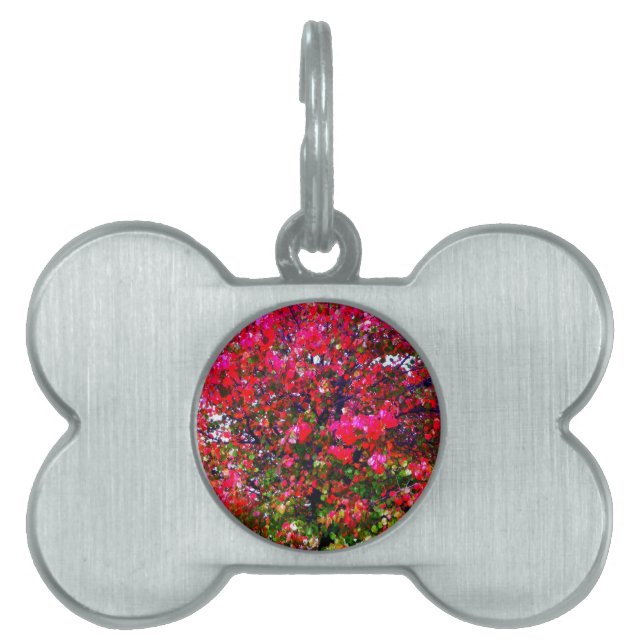 Placa Para Mascotas Impresionista rosa otoño deja árboles (Frente)