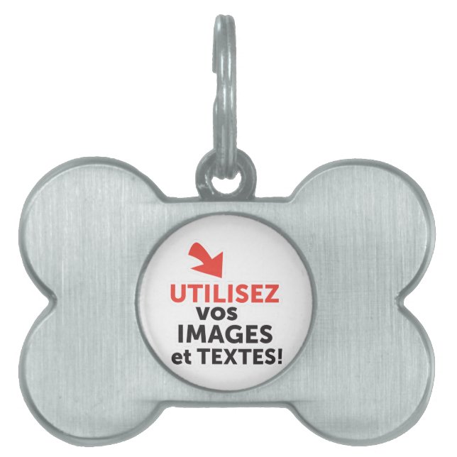 Placa Para Mascotas Imprimir sus diseños en línea DIY Francés (Frente)