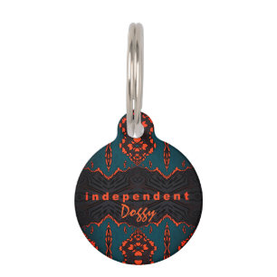 Placa Para Mascotas Independiente en Naranja y Tee verde