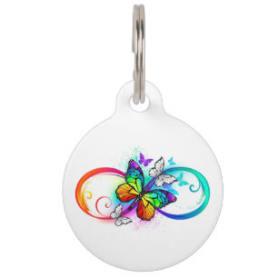 Placa Para Mascotas Infinidad brillante con la mariposa arcoiris