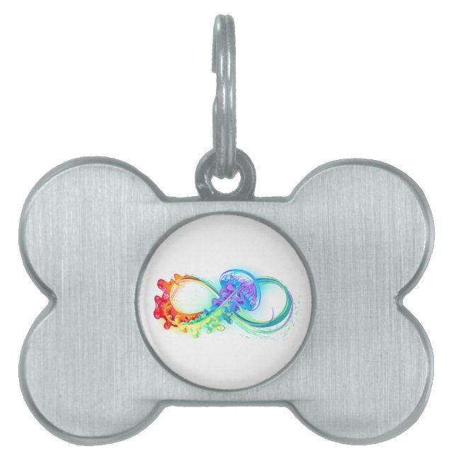 Placa Para Mascotas Infinidad con las medusas del arcoiris (Frente)