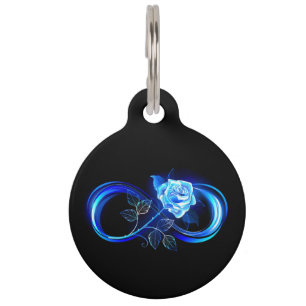 Placa Para Mascotas Infinito brillante con rosa azul