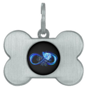 Placa Para Mascotas Infinito brillante con rosa azul