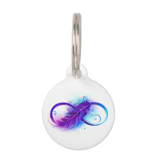 Placa Para Mascotas Infinito con plumas púrpura