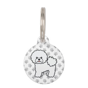 Placa Para Mascotas Información de Bichon Frise Perro de Dibujos Anima