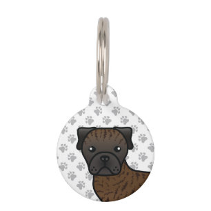 Placa Para Mascotas Información de Bullmastiff atigrado, perro de dibu