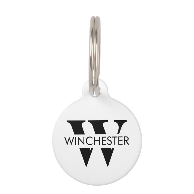 Placa Para Mascotas Información de contacto del nombre del monograma d (Anverso)