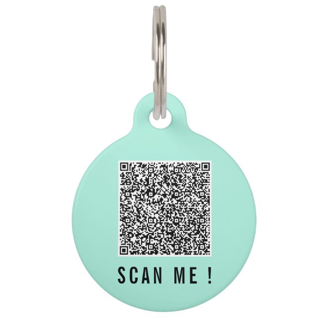 Placa Para Mascotas Información de escaneo de código QR personalizada  (Anverso)