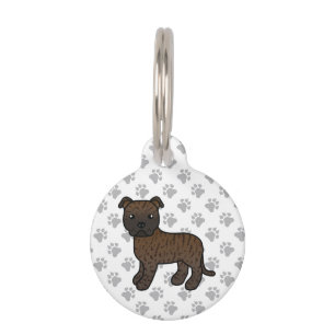 Placa Para Mascotas Información de perro de dibujos animados Brindle E