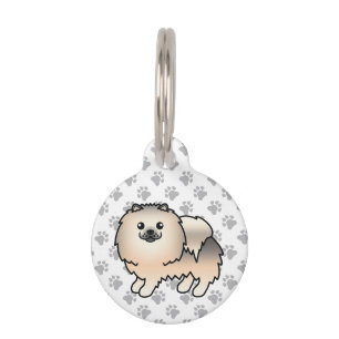 Placa Para Mascotas Información de perro de dibujos animados Pomerania