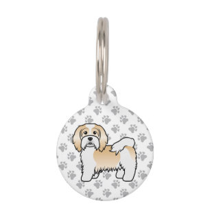 Placa Para Mascotas Información de perro Havanés color cervato y blanc
