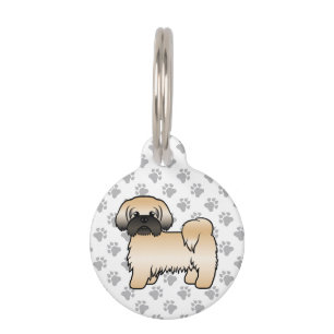 Placa Para Mascotas Información de perro Shih Tzu dorado con máscara n
