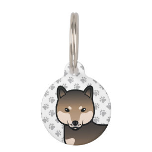 Placa Para Mascotas Información de Sesame Shiba Inu Perro de Dibujos A
