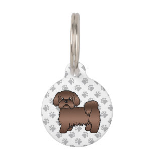 Placa Para Mascotas Información de Shih Tzu marrón de hígado Perro de