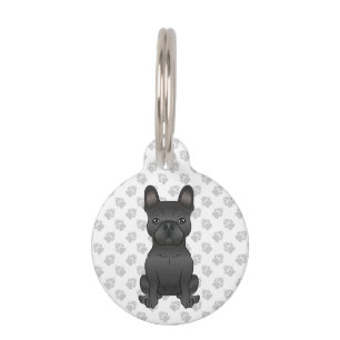 Placa Para Mascotas Información del perro Bulldog Francés Negro / Fren