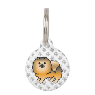 Placa Para Mascotas Información del perro de dibujos animados Pomerani