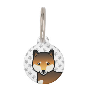 Placa Para Mascotas Información del perro de dibujos animados Shiba In