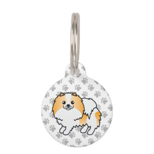 Placa Para Mascotas Información del perro Pomerania de color naranja c