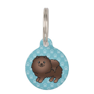 Placa Para Mascotas Información del perro pomerania marrón y las masco