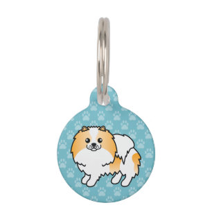 Placa Para Mascotas Información del perro pomerania naranja y blanco y