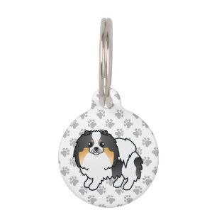Placa Para Mascotas Información del perro Pomerania Tricolor Blanco Li