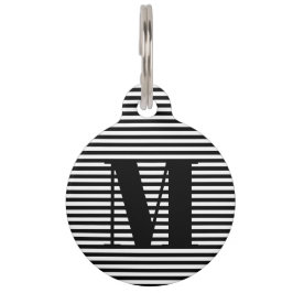 Placa Para Mascotas Información personalizado de rayas blancas negras