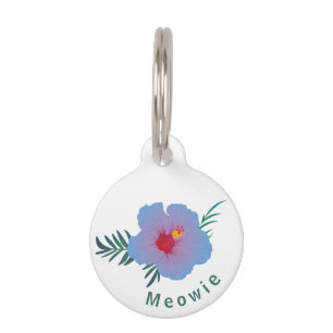 Placa Para Mascotas Inhibisco azul tropical