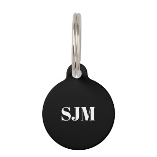 Placa Para Mascotas Iniciales de monograma de Personalizado blanco min