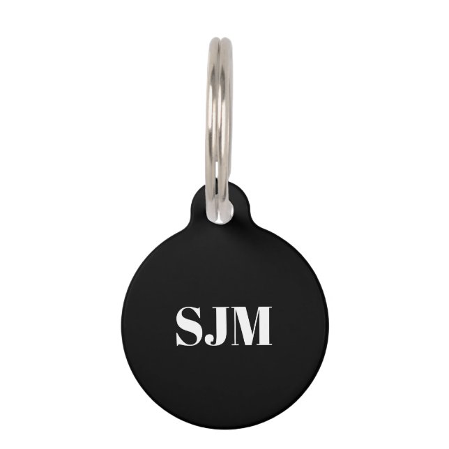 Placa Para Mascotas Iniciales de monograma de Personalizado blanco min (Anverso)