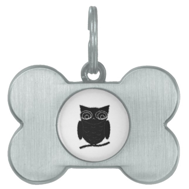 Placa Para Mascotas Inkblot Owl (Frente)